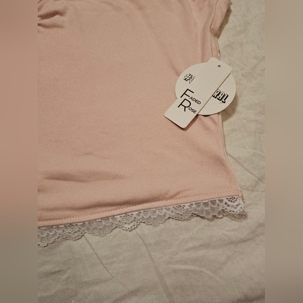 Faded Rose Pink Lace Trim Women's Cami Top XL - Picture 5 of 9